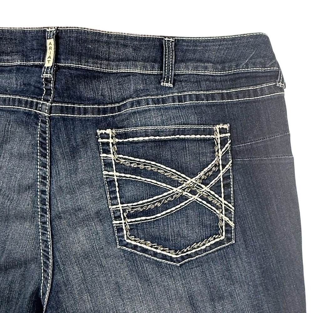 Ariat REAL Denim Womens 26WR Dark Wash Straight Leg Western Jeans Thick Stitch